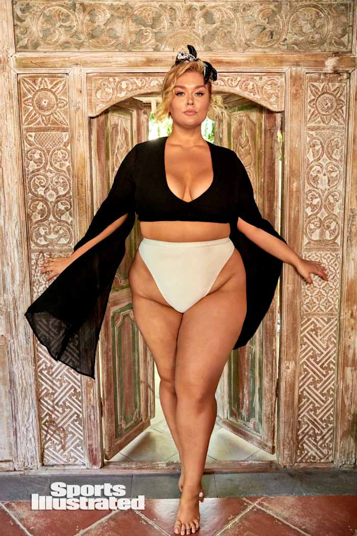 Hunter McGrady was photographed by Yu Tsai in Bali. Swimsuit by Fashion Nova. Top by LUVMEMORE.